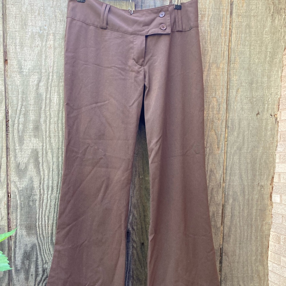 Lola Brown Cuffed Wide Leg Polyester Pants